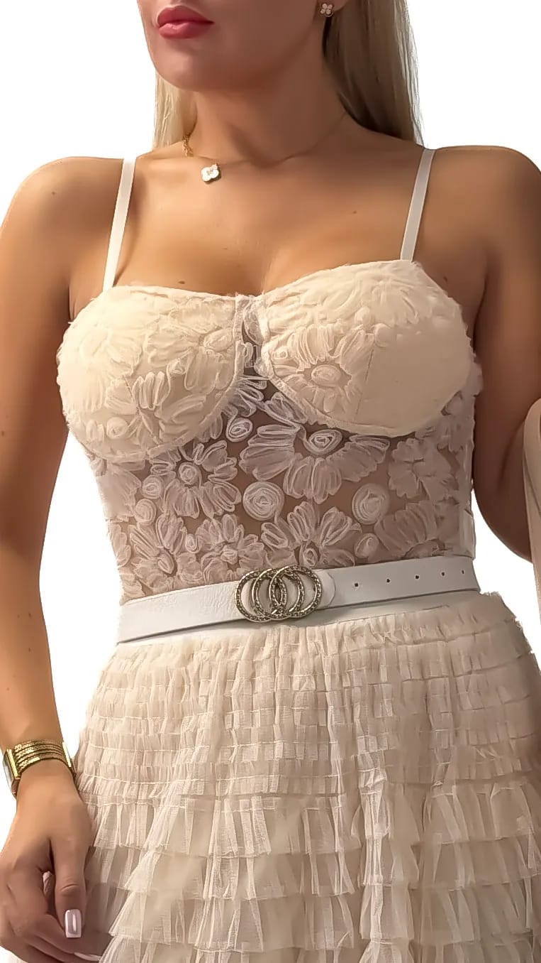 Lace bodysuit with thin straps – corset effect
