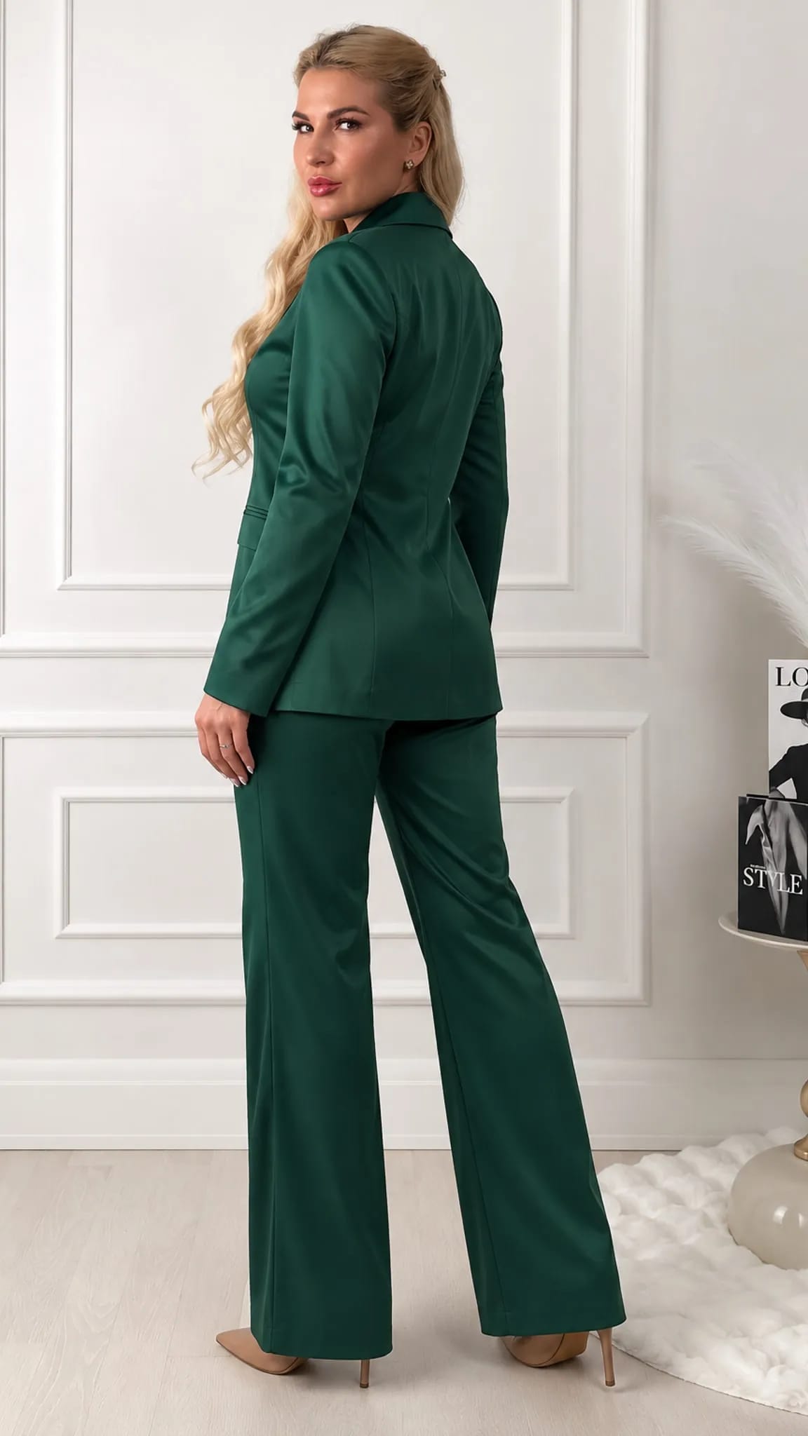 Zaļš oficiāls elegants glamu uzvalks sievietēm