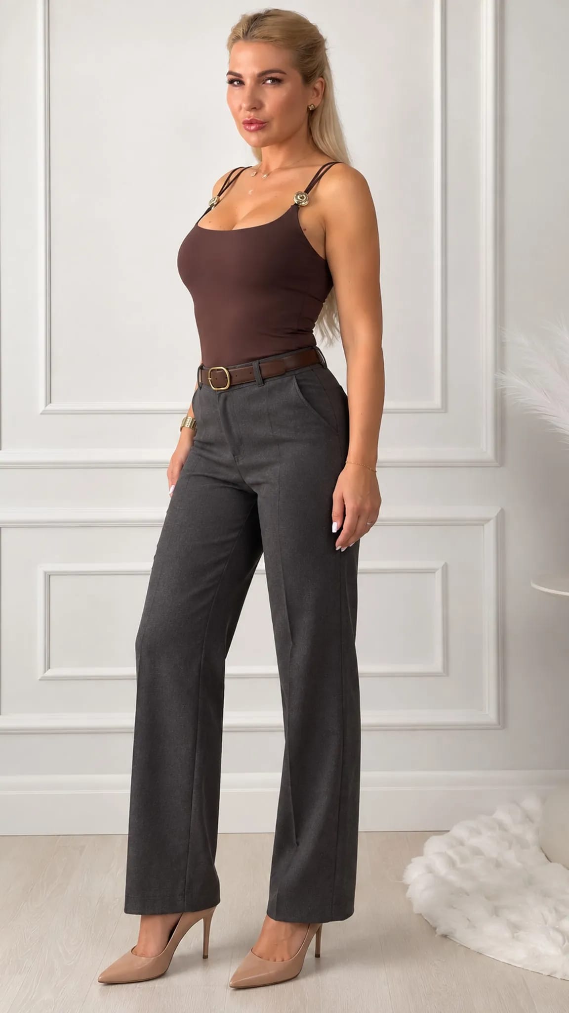 Bodysuit with double gemstone straps