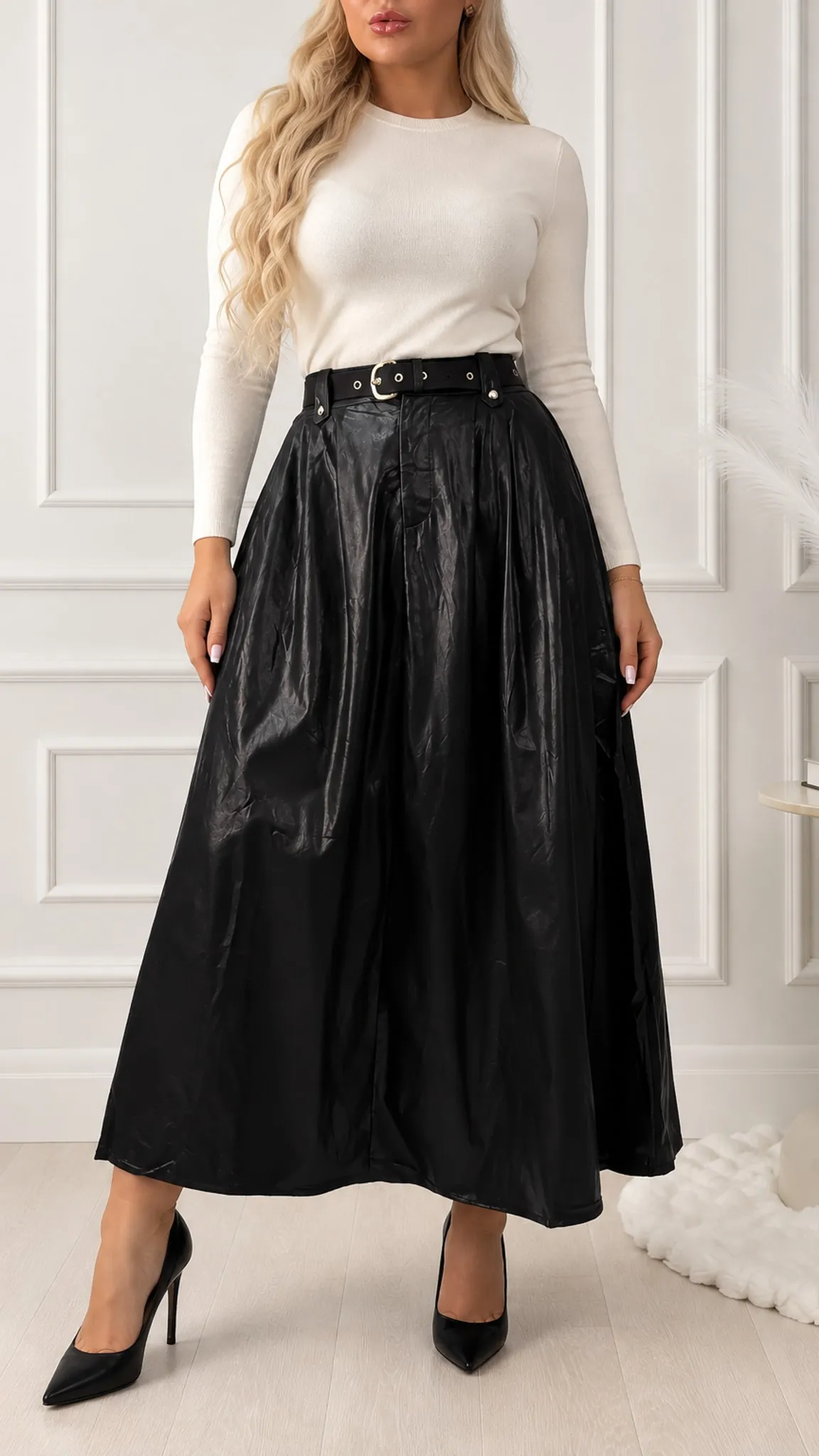 Eleganti ekoādas maxi svārki